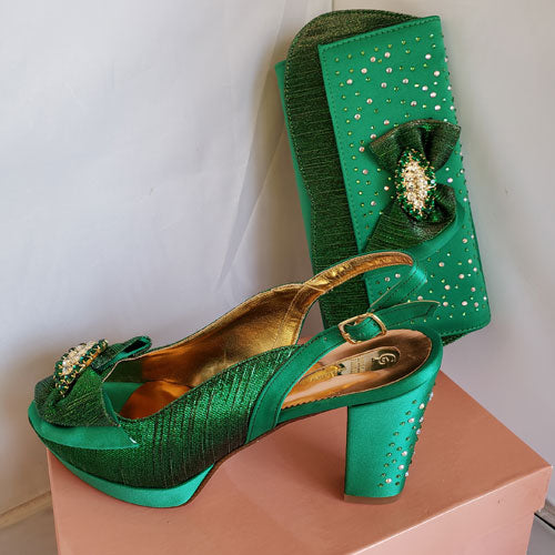 Emeral green shoes and bag